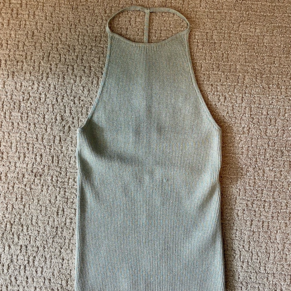 Gold and Light Blue/Green Sparkly Tank Top, INTERMIX Brand, Size S, Like New